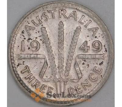 Монета Австралия 3 пенса 1949 КМ44 XF Серебро арт. 7993