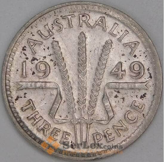 Австралия 3 пенса 1949 КМ44 XF арт. 7993 Австралия 3 пенса 1949 КМ44 XF арт. 7993