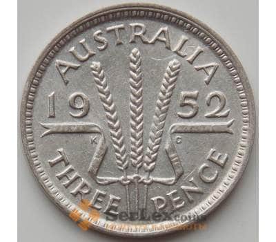 Монета Австралия 3 пенса 1952 КМ44 AU арт. 12309