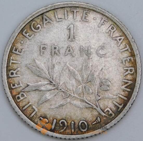 Франция 1 франк 1910 КМ844 VF арт. 57392