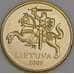 Литва 20 центов 2009 КМ107 UNC арт. 53342
