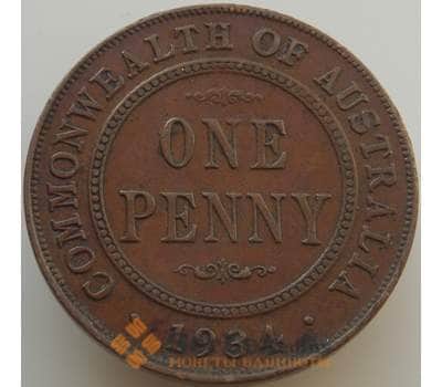 Монета Австралия 1 пенни 1934 КМ23 VF арт. 9230
