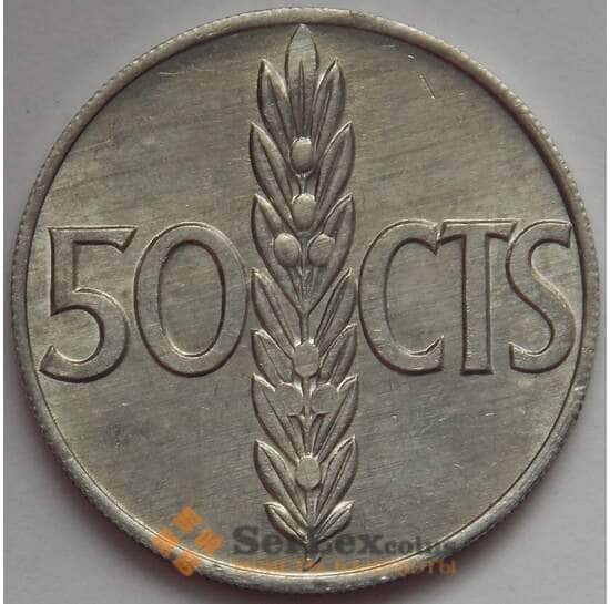 Испания 50 сентимо 1966 КМ795 aUNC Франко арт. 17053