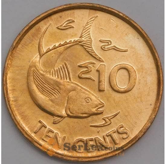 Сейшельские острова монета 10 центов 2012 КМ48а UNC арт. 42174