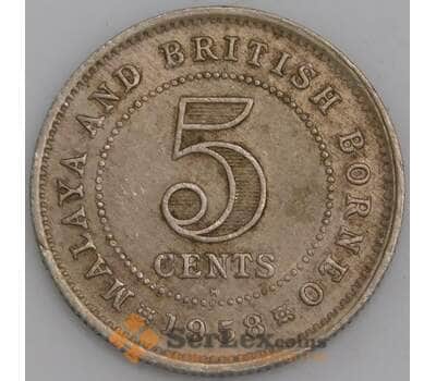 Малайя и Британское Борнео монета 5 центов 1958 КМ1 VF арт. 47529