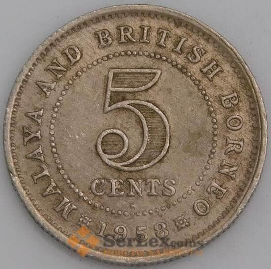 Малайя и Британское Борнео монета 5 центов 1958 КМ1 VF арт. 47529