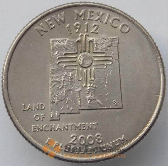 США 25 центов 2008 P UNC Нью Мексика (J05.19) арт. 17392