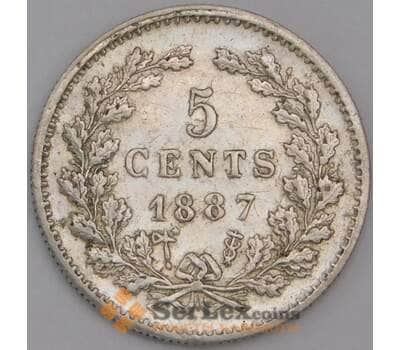 Нидерланды монета 5 центов 1887 КМ91 XF арт. 44534
