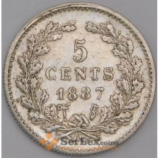 Нидерланды монета 5 центов 1887 КМ91 XF арт. 44534
