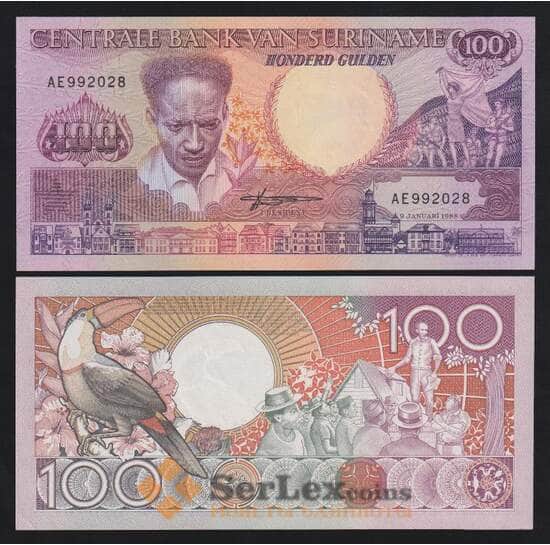 Суринам 100 гульденов 1988 Р133b UNC арт. 54421