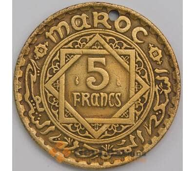 Марокко монета 5 франков 1946 Y43 VG дырка арт. 43326