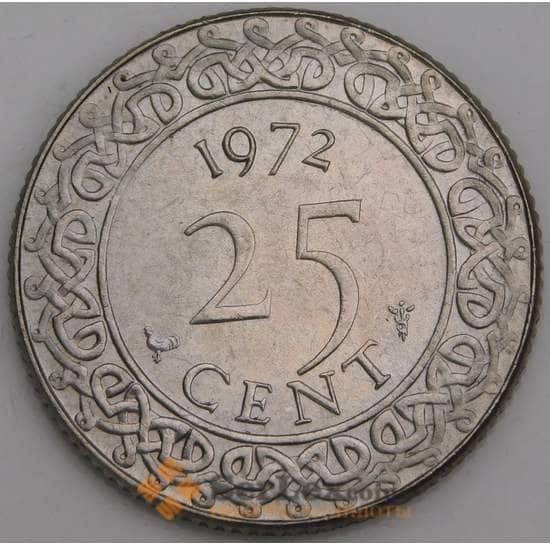 Суринам монета 25 центов 1972 КМ14 UNC арт. 46308