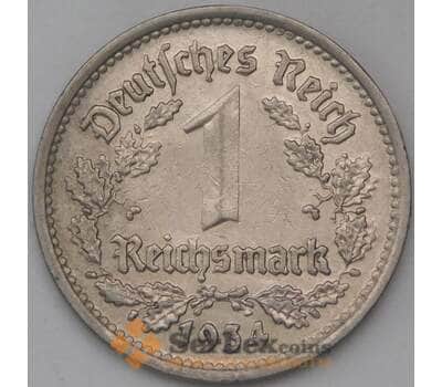 Монета Германия 1 рейхсмарка 1934 G КМ78 XF арт. 28193