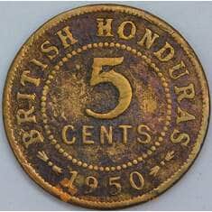 Гондурас Британский 5 центов 1950 КМ25 G-VA арт. 57180