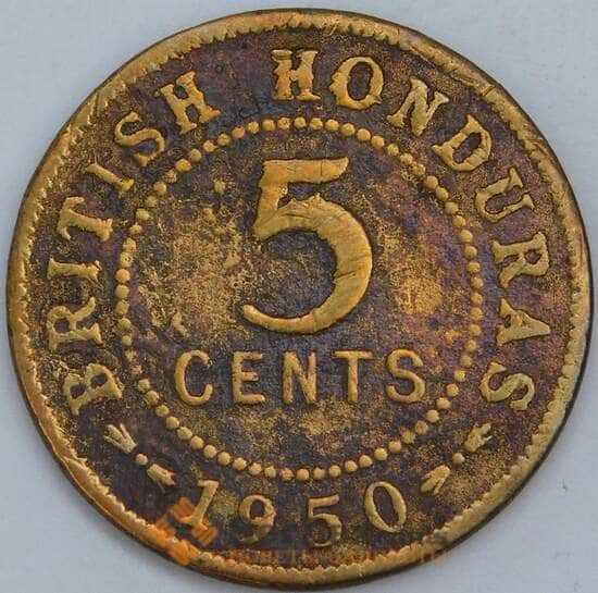 Гондурас Британский 5 центов 1950 КМ25 G-VA арт. 57180