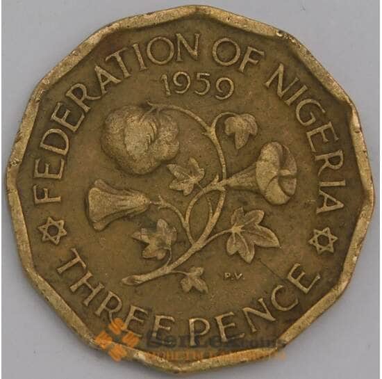 Нигерия монета 3 пенса 1959 КМ3 VF арт. 37132 Нигерия монета 3 пенса 1959 КМ3 VF арт. 37132