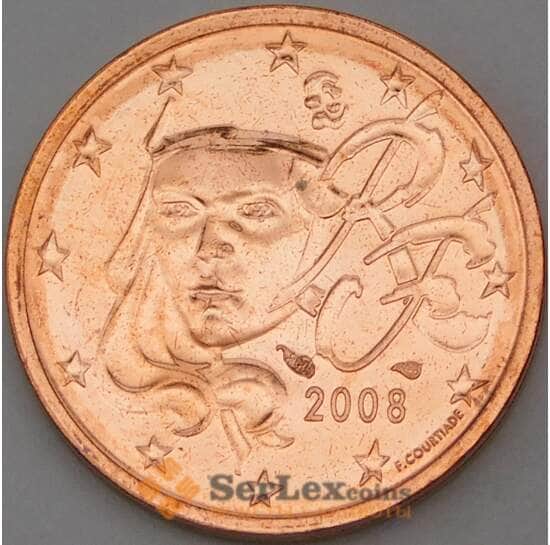 Франция 2 цента 2008 BU из набора арт. 28826