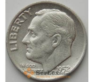 Монета США дайм 10 центов 1952 D КМ195 VF арт. 11479