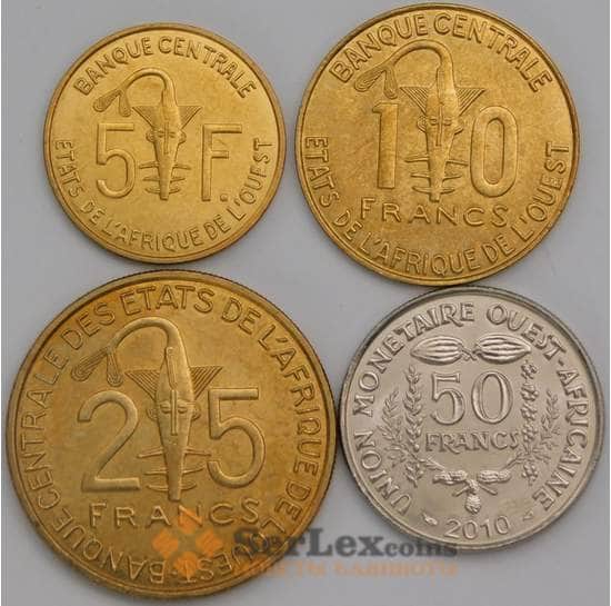 Западная Африка набор монет 5 10 25 50 франков 2010 (4 шт) UNC арт. 38792