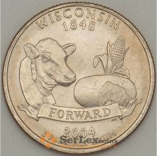 США 25 центов 2004 P КМ359 UNC Висконсин (J05.19) арт. 17796