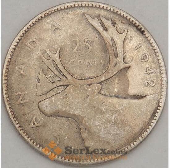 Канада 25 центов 1942 F Серебро арт. 21724