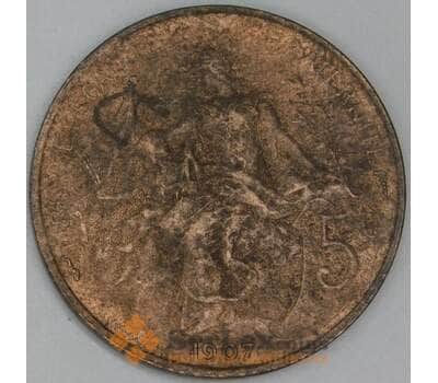 Франция 5 сантимов 1907 КМ842 VF арт. 54907