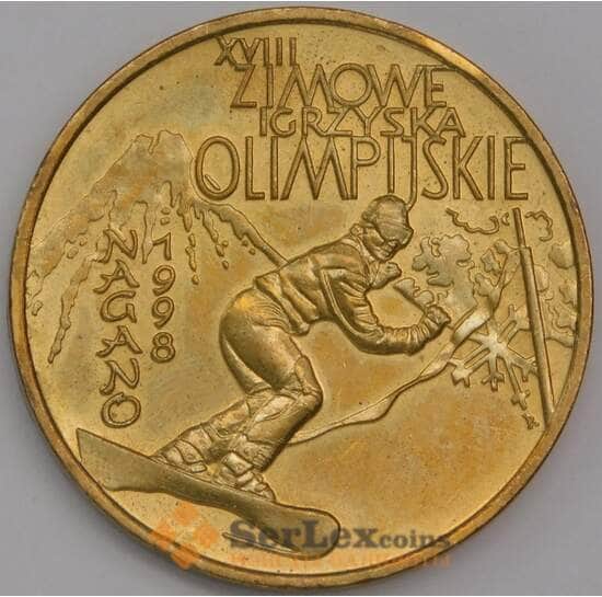 Польша монета 2 злотых 1998 Y335 aUNC Олимпийские игры Нагано арт. 42096