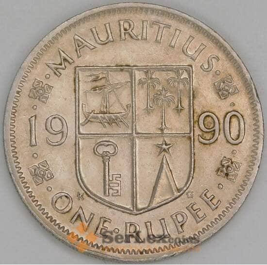 Маврикий 1 рупия 1990 КМ55 VF арт. 56403