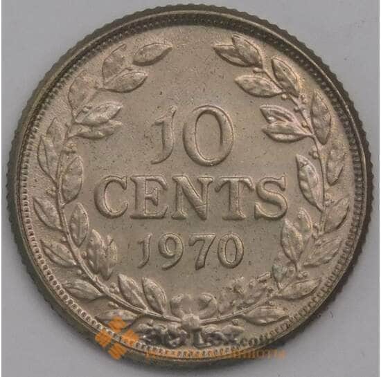 Либерия монета 10 центов 1970 КМ15а.2 UNC арт. 42725