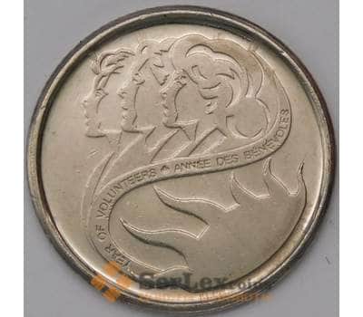 Монета Канада 10 центов 2001 КМ412 AU Год Добровольцев Волонтеров арт. 30675