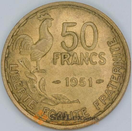 Франция 50 франков 1951 КМ918.1 AU-aUNC арт. 56937