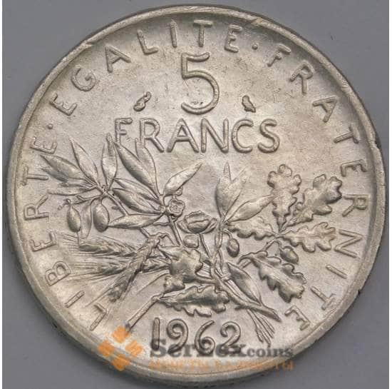 Франция 5 франков 1962 КМ926 aUNC  арт. 40633