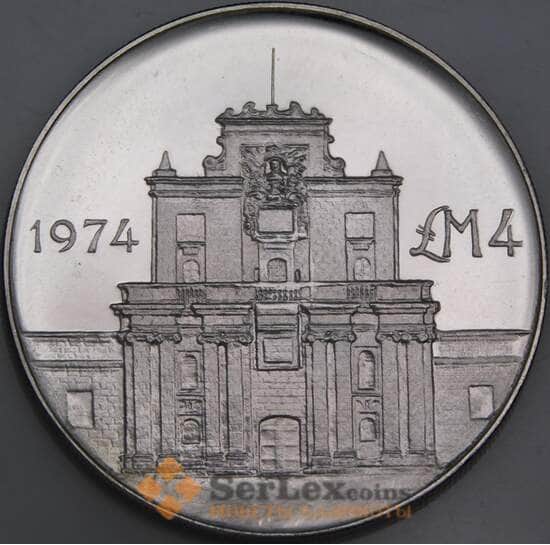 Мальта монета 4 лиры 1974 КМ25 BU Ворота Коттонеры арт. 47351