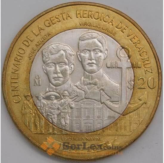 Мексика монета 20 песо 2014 КМ978 aUNC Оборона Веракруса арт. 41918