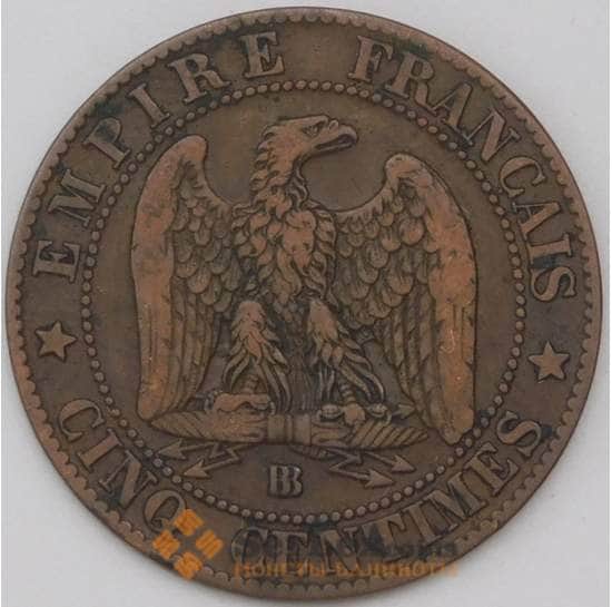 Франция 5 сантимов 1862 ВВ КМ797 XF арт. 22737