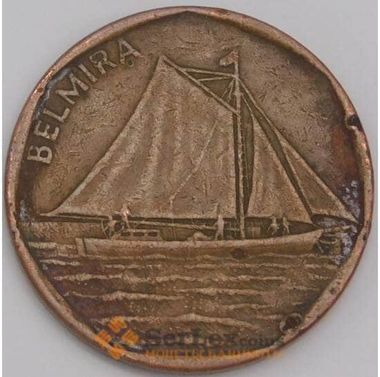 Кабо-Верде монета 5 эскудо 1994 КМ36 VF Корабль - Belmira арт. 42054