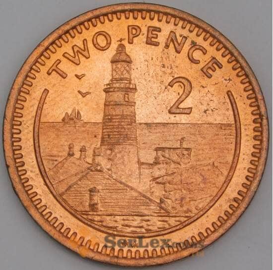 Гибралтар монета 2 пенса 1988 КМ21 UNC арт. 43994