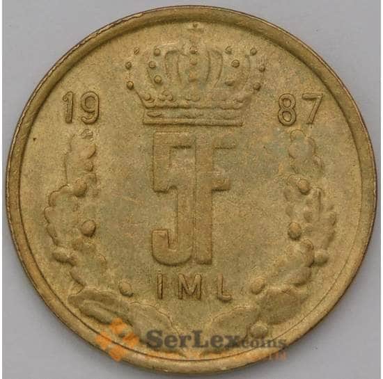 Люксембург монета 5 франков 1987 КМ60 AU арт. 38054