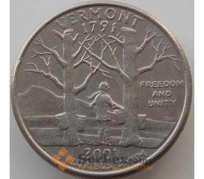 Монета США 25 центов 2001 P XF Вермонт арт. 11555