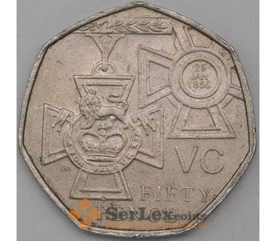 Монета Великобритания 50 пенсов 2006 КМ1057 VF Крест Виктории арт. 23599