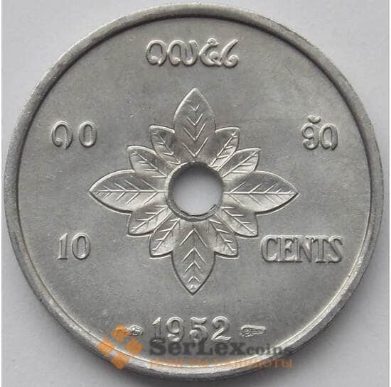 Лаос 10 сантимов 1952 КМ4 UNC  арт. 16890