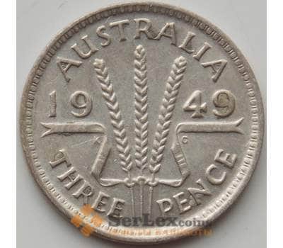 Монета Австралия 3 пенса 1949 КМ44 F Серебро арт. 12307