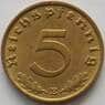 Германия 5 пфеннигов (рейхспфеннигов) 1938 E КМ91 aUNC (J05.19) арт. 15735