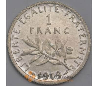 Монета Франция 1 франк 1919 КМ844.1 Серебро арт. 36950