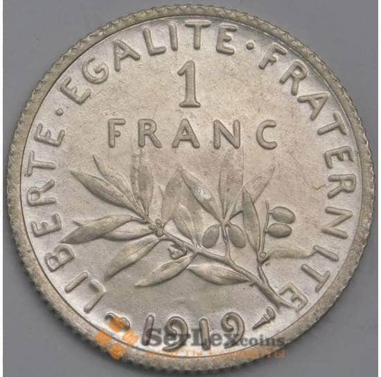 Франция монета 1 франк 1919 КМ844.1 aUNC арт. 36950