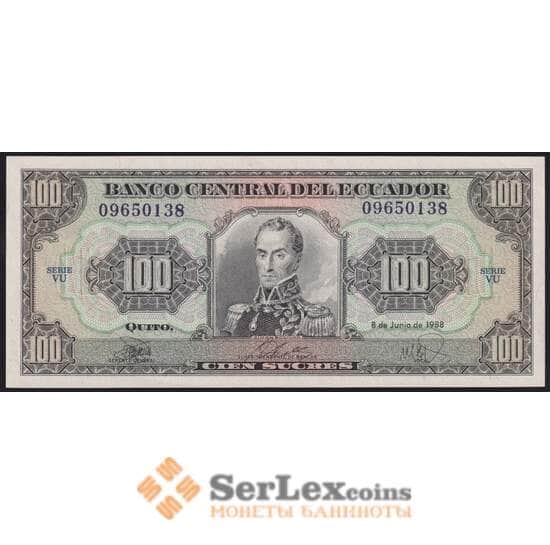 Эквадор банкнота 100 сукре 1988 Р123А UNC арт. 43630