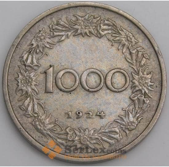 Австрия монета 1000 крон 1924 КМ2834 XF арт. 46241