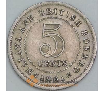 Малайя и Британское Борнео 5 центов 1961 КМ1 VF арт. 56490