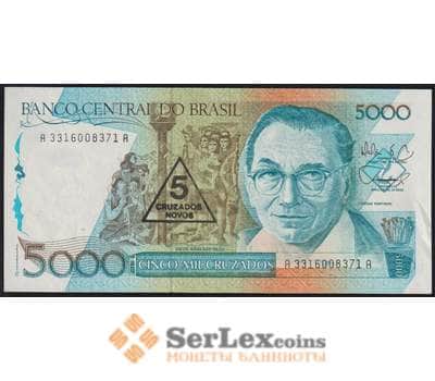 Бразилия банкнота 5 новых крузадо 1989 Р217 aUNC арт. 48148