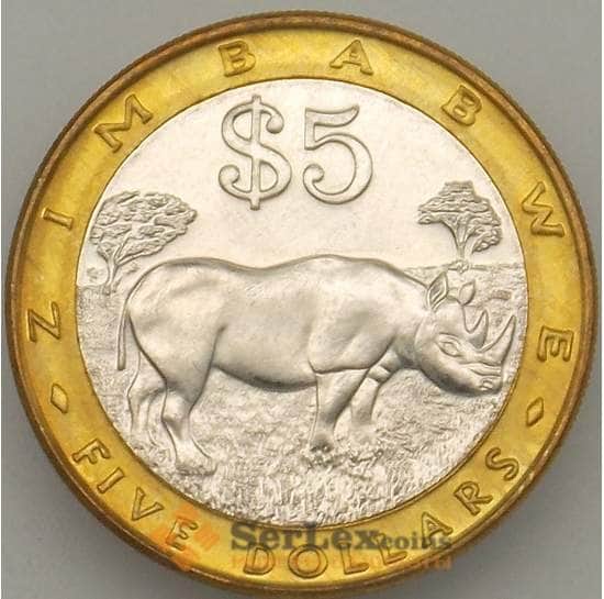 Зимбабве 5 долларов 2002 КМ13 UNC арт. 18109